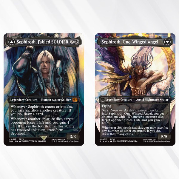 Sephiroth, Fabled SOLDIER and Sephiroth, One-Winged Angel borderless